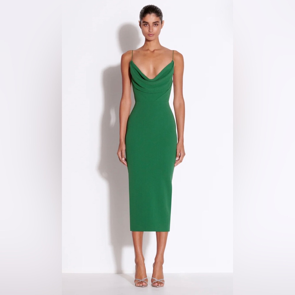 Alex Perry Draped Stretch Crepe MIDI Dress